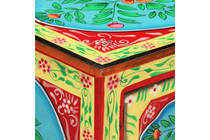 Käsin maalattu yöpöytä 40x30x50 cm täysi mangopuu - Monivärinen - Yöpöytä