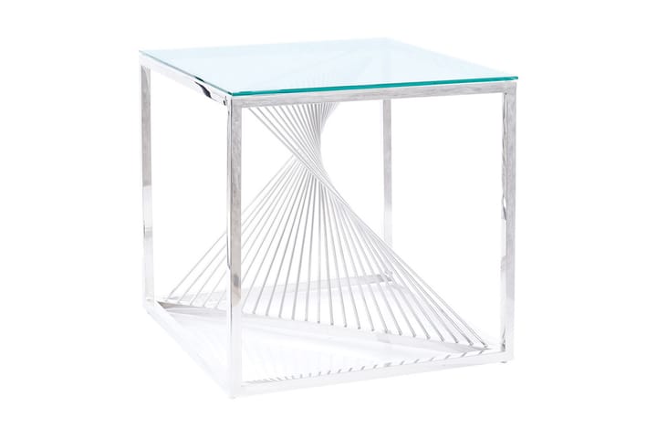 Sivupöytä Eldur 55 cm - Läpinäkyvä Lasi/Hopea - Tarjotinpöytä & pikkupöytä - Lamppupöytä