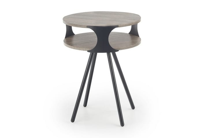 Sivupöytä Kerek 45 cm Pyöreä Säilytyksellä Hylly - Harmaa/Musta - Tarjotinpöytä & pikkupöytä - Lamppupöytä