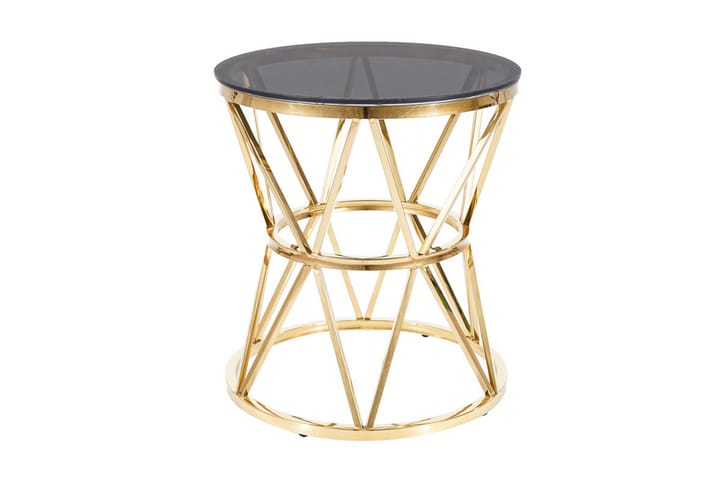Sivupöytä Woodhull 50 cm Pyöreä - Savulasi/Kulta - Tarjotinpöytä & pikkupöytä - Lamppupöytä