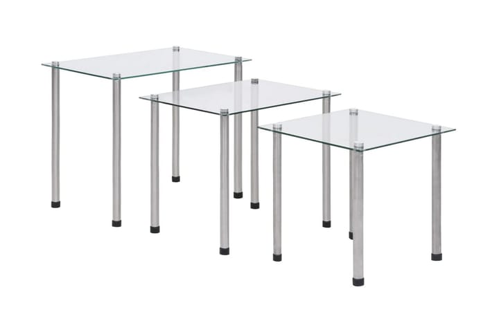 Sarjapöydät 3 kpl läpinäkyvä karkaistu lasi - Läpinäkyvä - Tarjotinpöytä & pikkupöytä - Lamppupöytä
