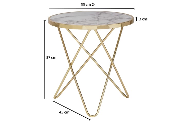 Sivupöytä ChaMaljakko 55 cm - Kulta/Valkoinen - Tarjotinpöytä & pikkupöytä - Lamppupöytä