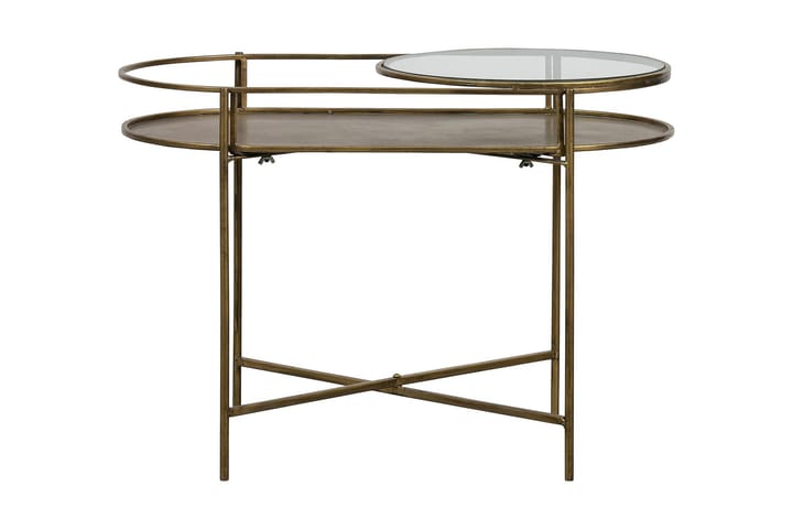 Sivupöytä Ozamis 65 cm Soikea - Rauta/Antiikkimessinki - Lamppupöytä - Tarjotinpöytä & pikkupöytä