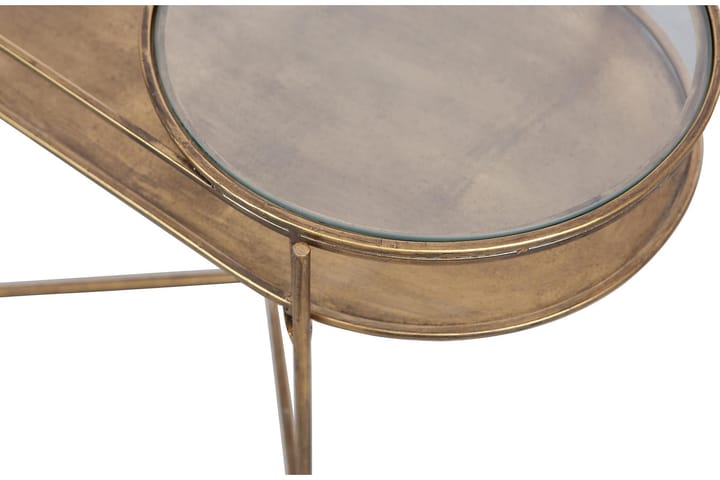 Sivupöytä Ozamis 65 cm Soikea - Rauta/Antiikkimessinki - Tarjotinpöytä & pikkupöytä - Lamppupöytä