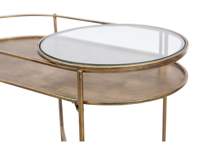 Sivupöytä Ozamis 65 cm Soikea - Rauta/Antiikkimessinki - Tarjotinpöytä & pikkupöytä - Lamppupöytä