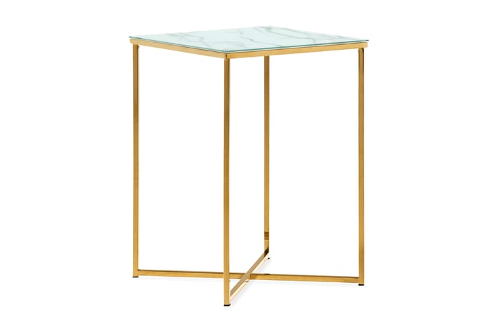 Sivupöytä Valeria 45 cm - Valkoinen/Messinki - Tarjotinpöytä & pikkupöytä - Marmoripöydät - Lamppupöytä
