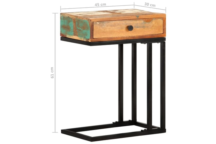 U-muotoinen sivupöytä 45x30x61cm kierrätetty täyspuu - Monivärinen - Tarjotinpöytä & pikkupöytä - Lamppupöytä