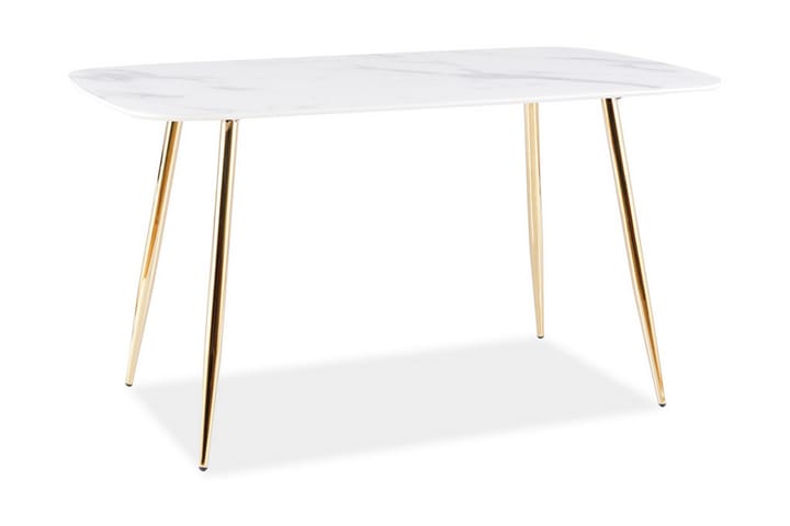 Ruokapöytä Kore 140 cm Marmorijäljitelmä - Lasi/Valkoinen/Kulta - Marmoripöydät - Ruokapöydät & keittiön pöydät