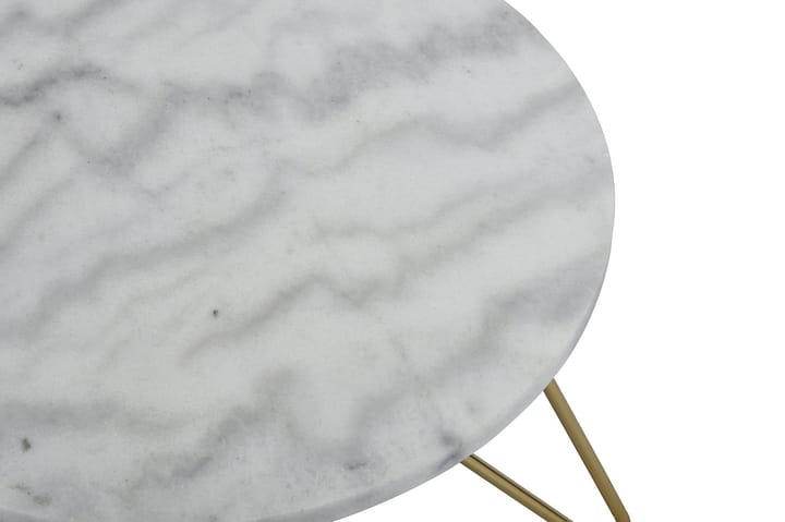 Sivupöytä Sisko 45 cm Pyöreä Marmori - Valkoinen/Messinki - Tarjotinpöytä & pikkupöytä - Marmoripöydät - Lamppupöytä