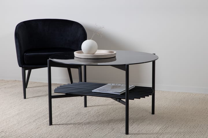 Sohvapöytä Von Staf 80 cm Pyöreä Marmori/Musta - Musta - Marmoripöydät - Sohvapöytä