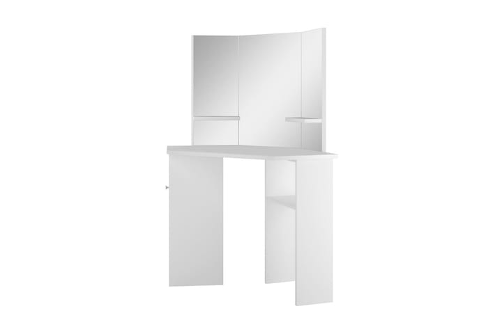 Kulmameikkipöytä LED-valoilla valkoinen - Meikkipöytä peilillä - Meikki- & kampauspöydät