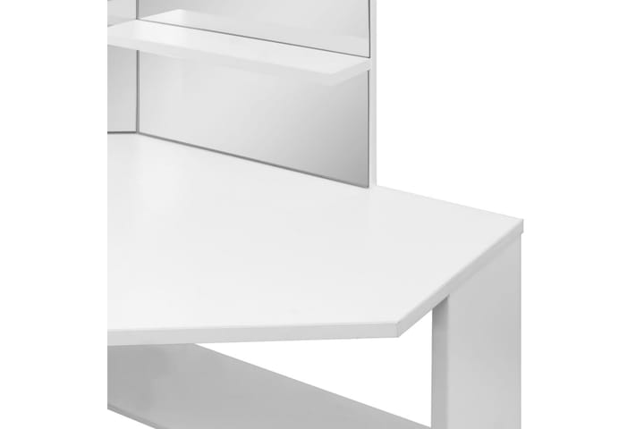 Kulmameikkipöytä LED-valoilla valkoinen - Meikkipöytä peilillä - Meikki- & kampauspöydät