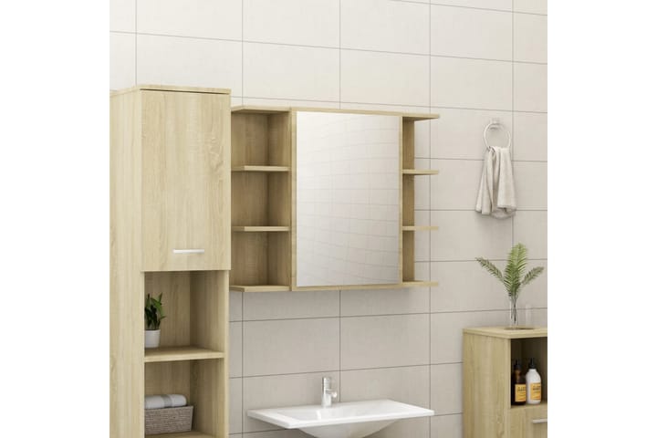 Kylpyhuoneen peilikaappi Sonoma-tammi 80x20,5x64cm lastulevy - Ruskea - Meikki- & kampauspöydät
