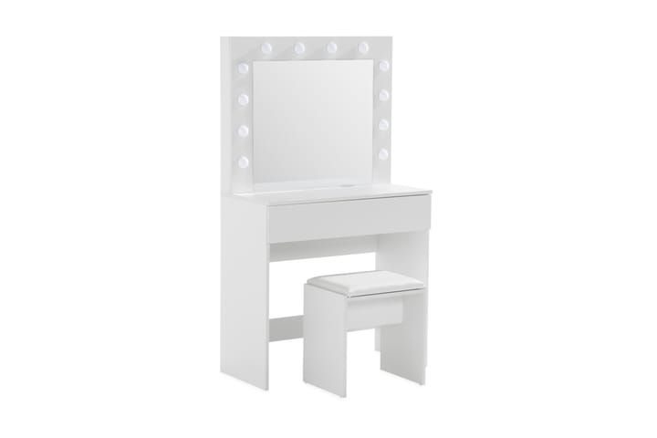 Meikkipöytä Lycke 80 cm LED-valaistus - Valkoinen - Meikkipöytä valolla - Meikkipöytä peilillä - Meikki- & kampauspöydät