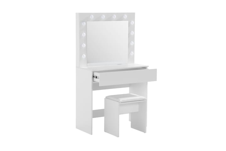 Meikkipöytä Lycke 80 cm LED-valaistus - Valkoinen - Meikkipöytä valolla - Meikkipöytä peilillä - Meikki- & kampauspöydät