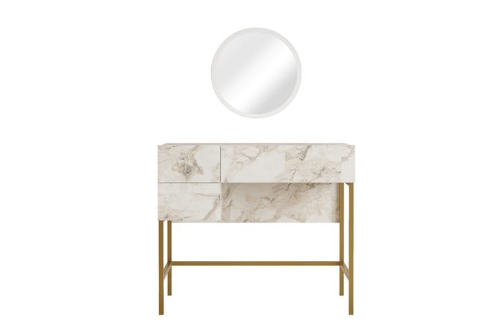 Meikkipöytä Naroo 88 cm - Kulta/Valkoinen - Meikki- & kampauspöydät