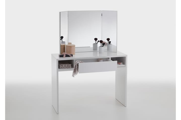 Meikkipöytä Sakara 100 cm - Valkoinen - Meikkipöytä peilillä - Meikki- & kampauspöydät