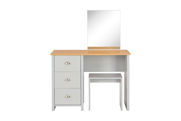 Meikkipöytä peilillä ja jakkaralla harmaa 104x45x131 cm - Harmaa - Meikkipöytä peilillä - Meikki- & kampauspöydät