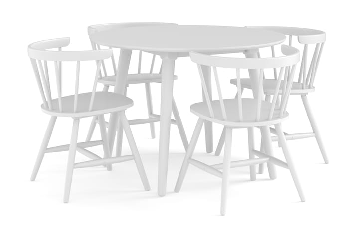 Ruokailuryhmä Mioveni 106 cm Pyöreä sis 4 Varisa tuolia - Valkoinen - Ruokailuryhmä