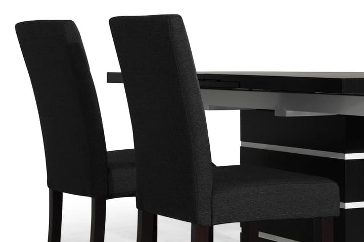 Ruokailuryhmä Mueller 4 Leo tuolia - Musta/Valkoinen/T.harmaa - Ruokailuryhmä