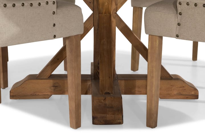 Ruokailuryhmä Yorkshire 150 cm Pyöreä 4 Ophelia tuolia - Vintage Jalava/Beige - Ruokailuryhmä