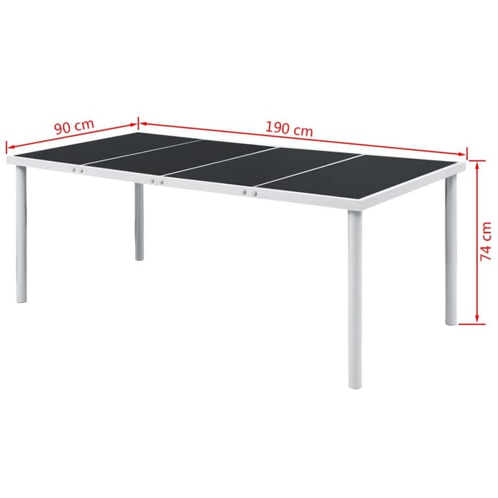 Puutarhapöytä 190x90x74 cm musta teräs - Musta - Ruokapöydät & keittiön pöydät