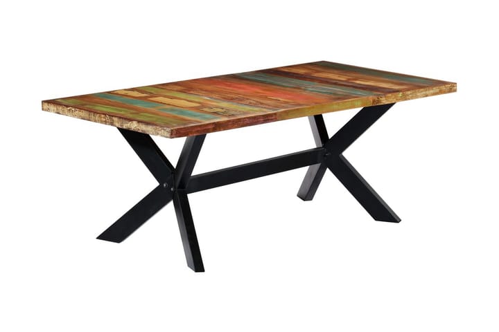 Ruokapöytä 200x100x75 cm kiinteä kierrätetty puu - Monivärinen - Ruokapöydät & keittiön pöydät