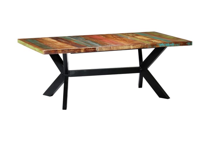 Ruokapöytä 200x100x75 cm kiinteä kierrätetty puu - Monivärinen - Ruokapöydät & keittiön pöydät