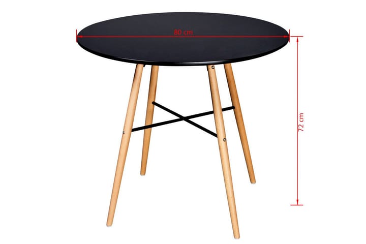Ruokapöytä 80 cm Pyöreä - Musta - Ruokapöydät & keittiön pöydät