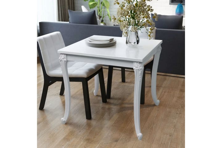 Ruokapöytä 80x80x76 cm Korkeakiilto Valkoinen - Valkoinen - Ruokapöydät & keittiön pöydät