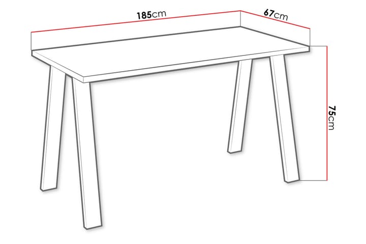 Ruokapöytä Cisy 185 cm - Valkoinen/Musta - Ruokapöydät & keittiön pöydät