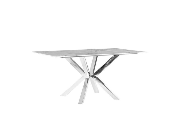 Ruokapöytä Sabrosa 160 x 90 cm Marmoriefekti /Hopea - Harmaa - Ruokapöydät & keittiön pöydät