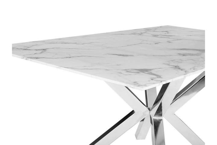 Ruokapöytä Sabrosa 160 x 90 cm Marmoriefekti /Hopea - Harmaa - Ruokapöydät & keittiön pöydät