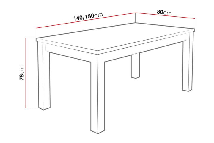 Ruokapöytä Tabell 140x80x78 cm - Valkoinen - Ruokapöydät & keittiön pöydät