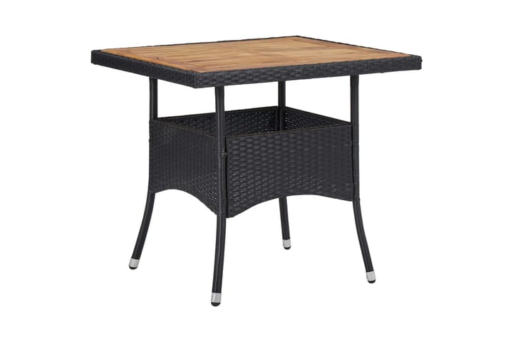 Ulkoruokapöytä musta polyrottinki ja täysi akaasiapuu - Musta - Ruokapöydät & keittiön pöydät