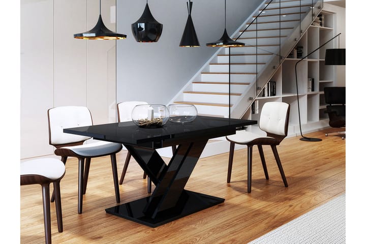Ruokapöytä Denogal 80 cm - Musta korkeakiilto - Ruokapöydät & keittiön pöydät