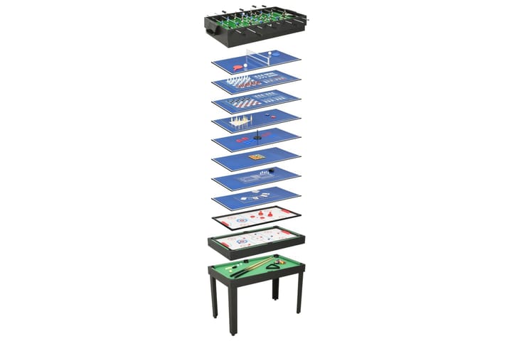15-in-1 monen pelin pöytä 121x61x82 cm musta - Musta - Monipelipöytä