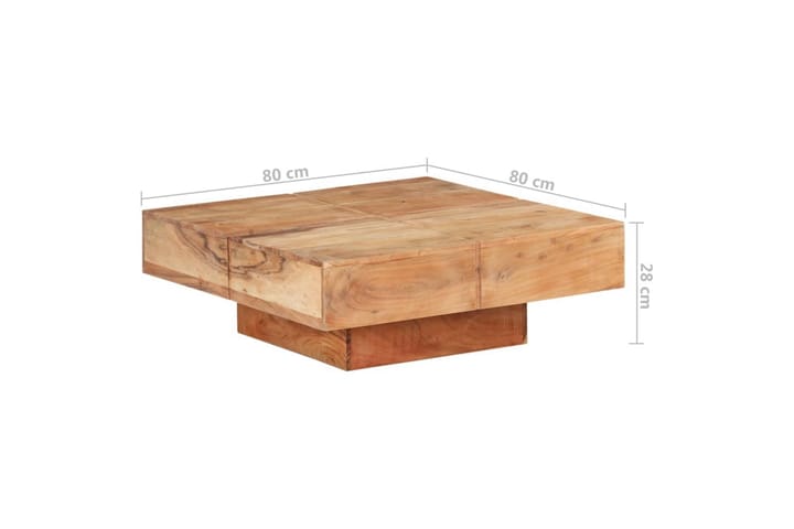 Sohvapöytä 80x80x28 cm täysi akaasiapuu - Sohvapöytä