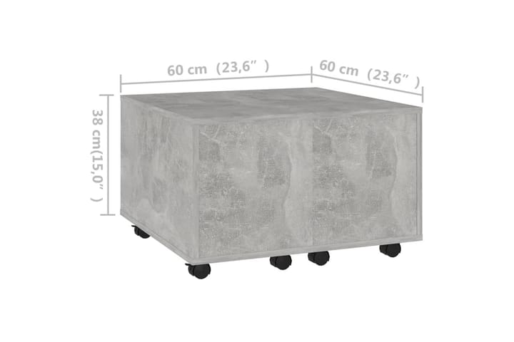 Sohvapöytä betoninharmaa 60x60x38 cm lastulevy - Sohvapöytä