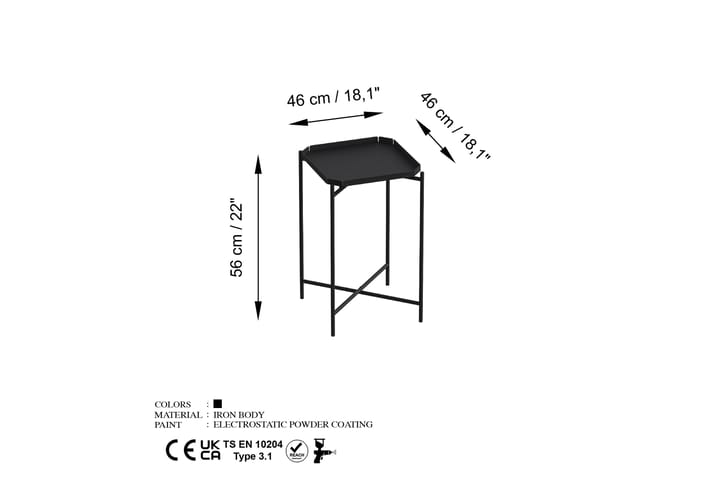 Sohvapöytä Mamta 46 cm - Musta - Sohvapöytä