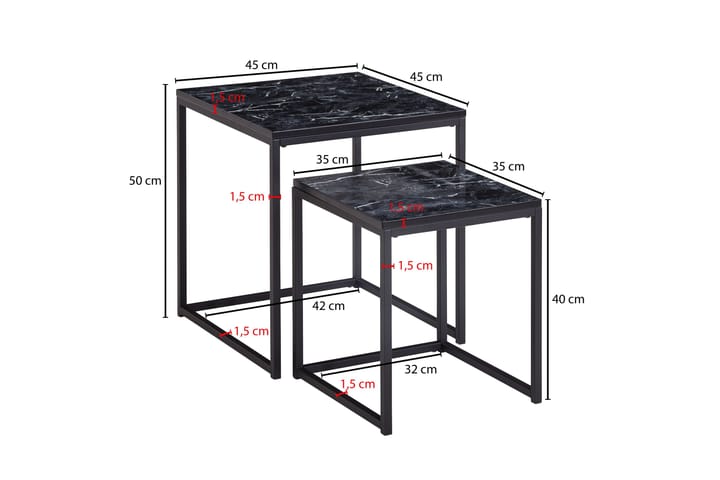 Sarjapöytä Clanton 45 cm - Musta/Harmaa - Marmoripöydät - Sohvapöytä - Sarjapöytä