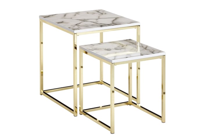 Sarjapöytä Clanton 45 cm - Valkoinen/Harmaa/Kulta - Sarjapöytä - Marmoripöydät - Sohvapöytä
