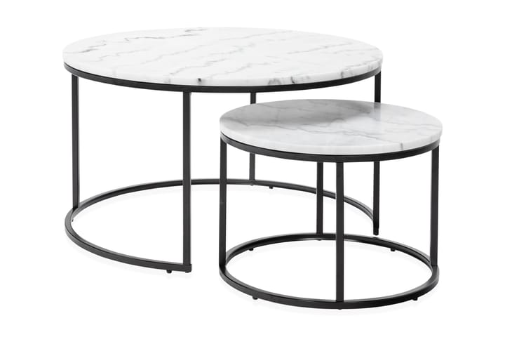 Sarjapöytä Titania Pyöreä Marmori - Valkoinen/Musta - Sarjapöyt�ä - Marmoripöydät - Sohvapöytä