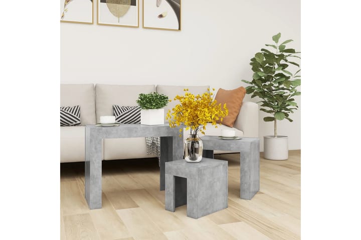 Sarjasohvapöydät 3 kpl betoninharmaa lastulevy - Sohvapöytä - Sarjapöytä