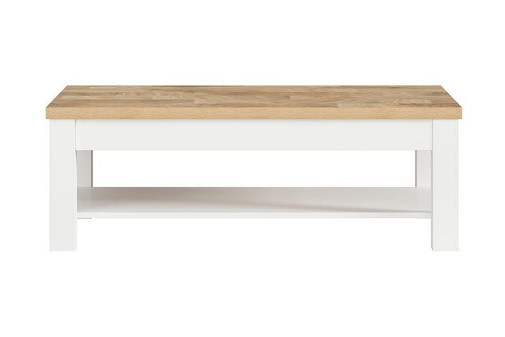 Sohvapöytä Agordo 130 cm Säilytyksellä Hylly - Valkoinen/Luonnonväri - Sohvapöytä
