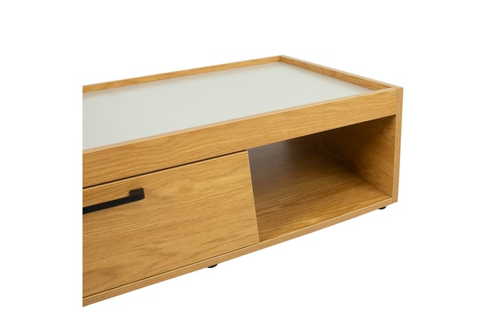 Sohvapöytä Blockie 98 cm Säilytyksellä laatikot+hyllyt - Tammenväri/Harmaa - Sohvapöytä