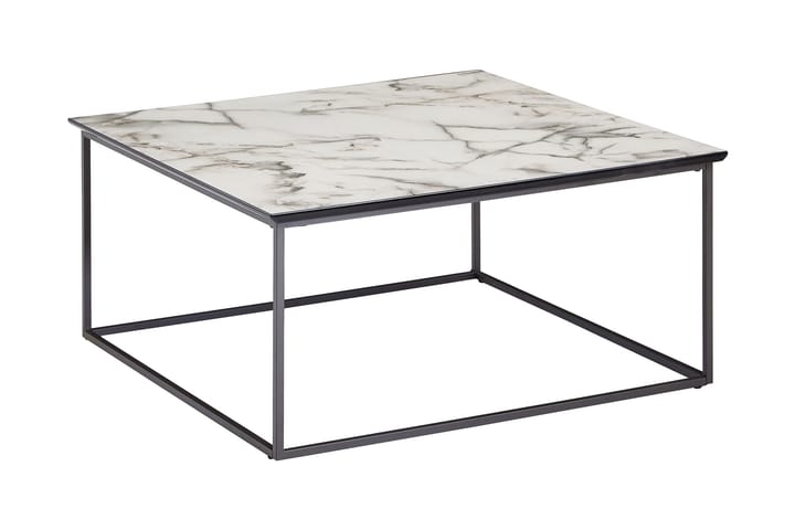 Sohvapöytä Clanton 80 cm Marmorikuvio - Valkoinen/Musta - Marmoripöydät - Sohvapöytä