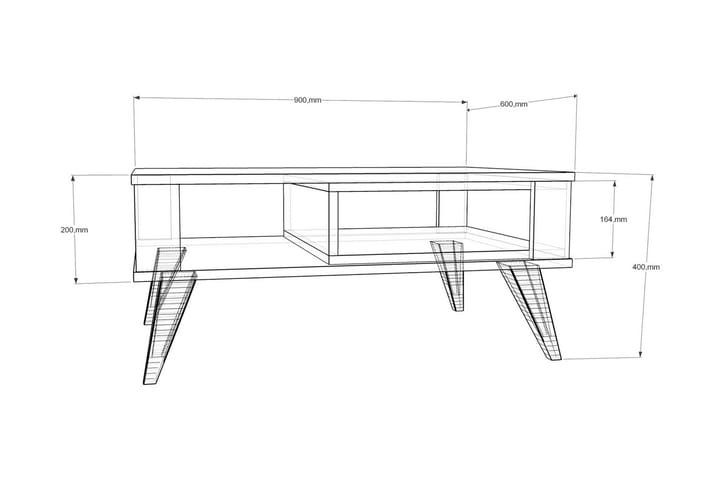 Sohvapöytä Dumö 90 cm Säilytyksellä Hylly - Ruskea/Valkoinen - Sohvapöytä