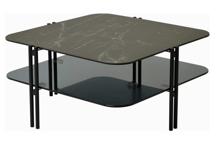 Sohvapöytä Ireka 80 cm Säilytyksellä Hylly - Keramik/Lasi/Musta - Marmoripöydät - Sohvapöytä
