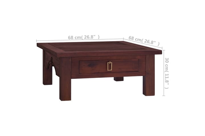 Sohvapöytä klassinen ruskea 68x68x30 cm täysi mahonki - Ruskea - Sohvapöytä